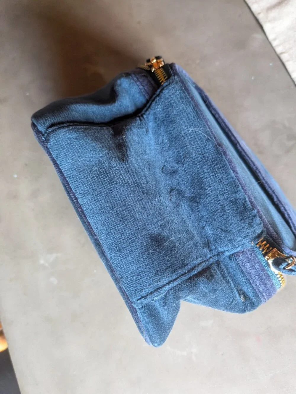 Sézane Travel Train Case / Makeup Bag - Velvet Blue
